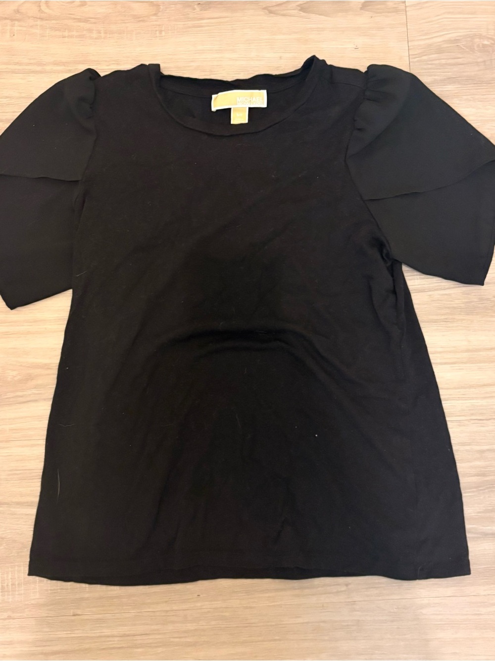 Michael Kors Black Puff-Sleeve Crewneck Tee